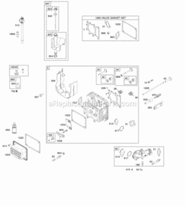 Cylinder Head Gasket Set - Valve Intake Manifold Lubrication Valves Diagram and Parts List for 31P777-0348-E1  Briggs and Stratton Engine
